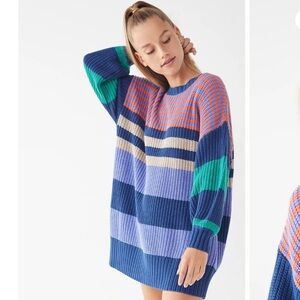 Urban Outfitters Whistler Striped Sweater Dress Knit Small Colorblock Crewneck